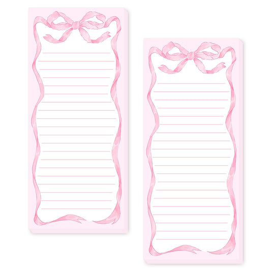 Pink Bow Magnetic Notepads Lovely Bowknot List To-Do Paper Pad Decorative Grocery Shopping List Memo Pad - Kitchen Fridge Decor