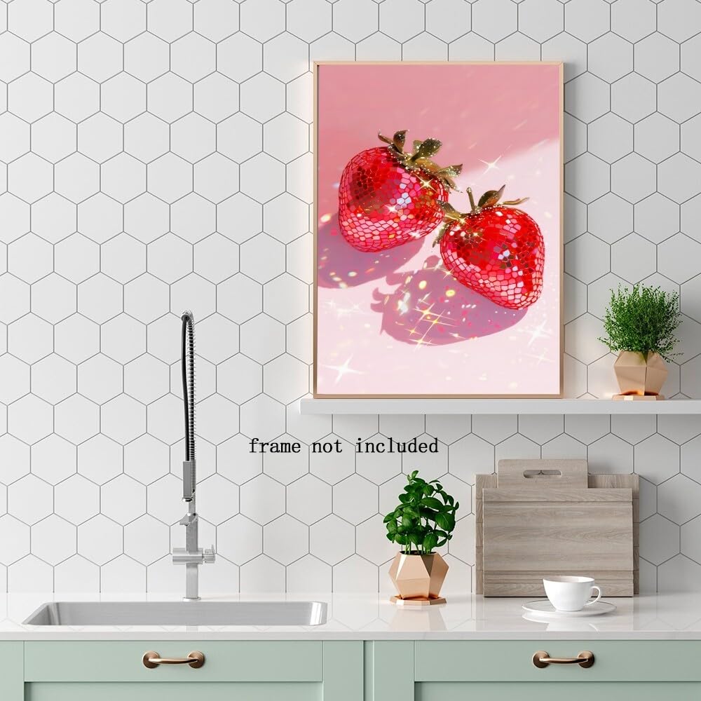 Disco Ball Fruits Canvas Print – Trendy Glam Wall Art