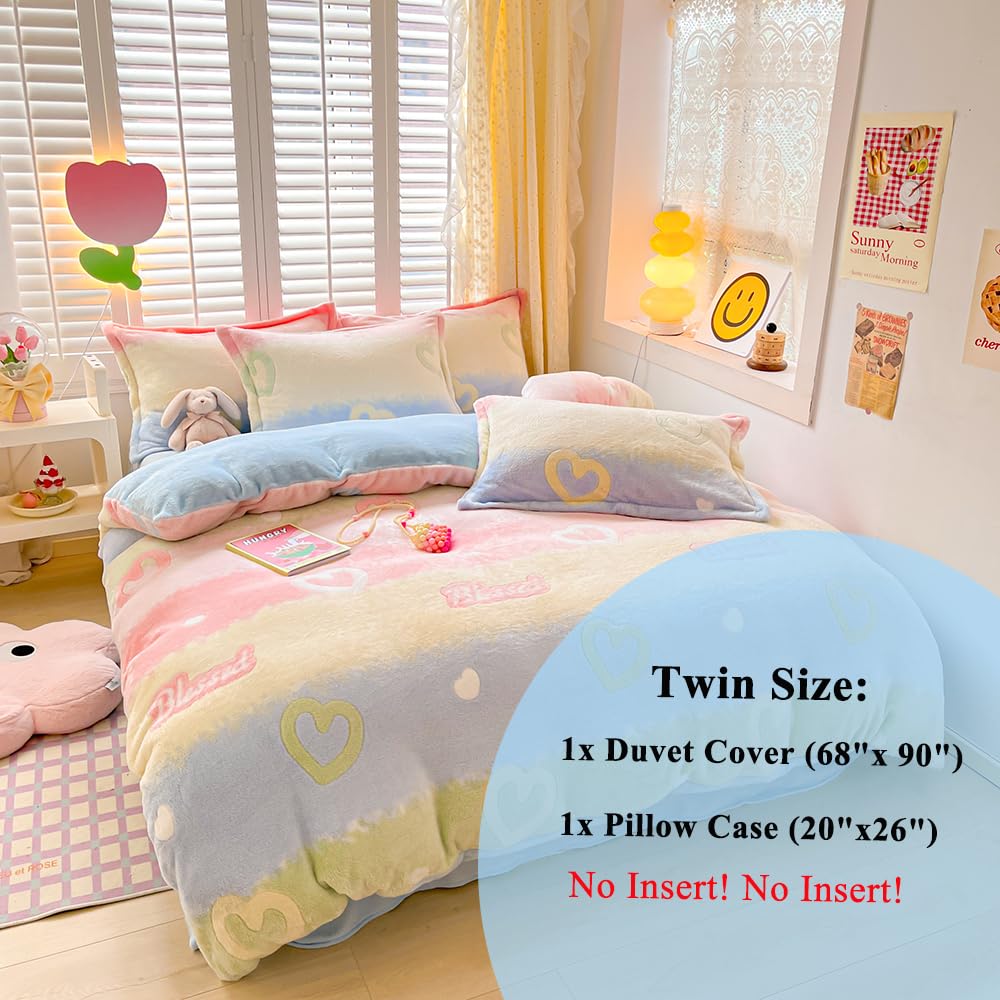 Kawaii Twin Duvet Cover Set – Soft Reversible Bedding with Fluffy Comforter Cover