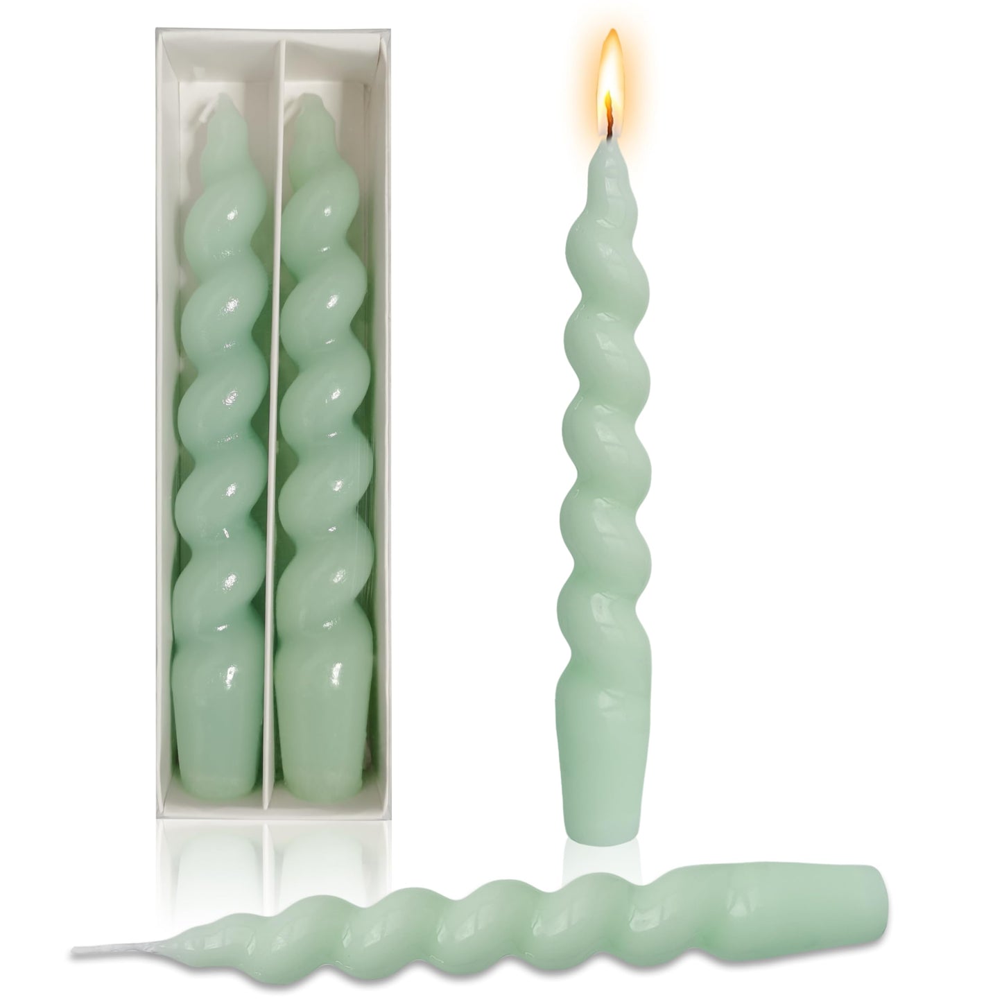 Spiral Taper Candles – Handmade & Unscented (Set of 2) 7.5"