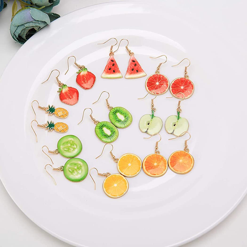 Fruit Jewelry Set - Necklace, Earrings, Ring, Bracelet; Cute Food Fruit Charm Jewelry for Woman