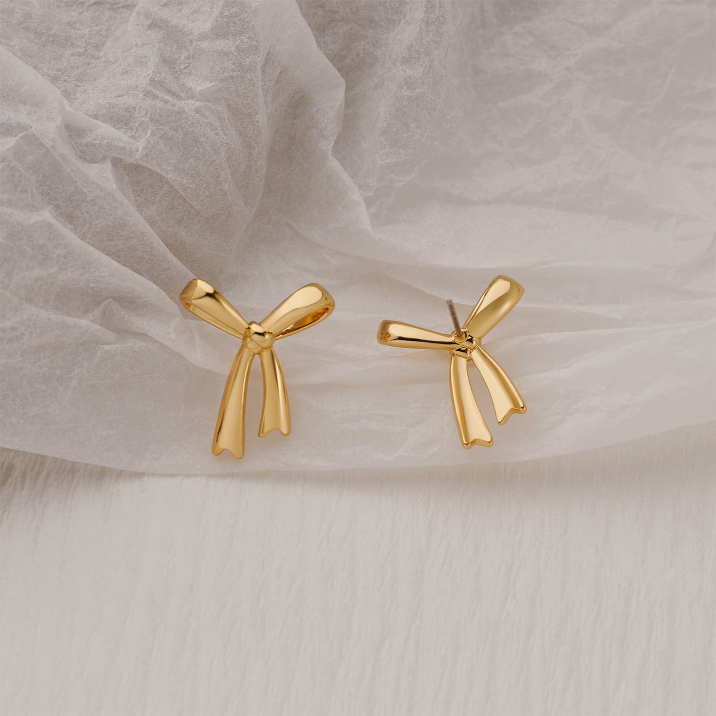 Gold Silver Bow Drop Earrings - Long Tassel Chain Bow Earrings