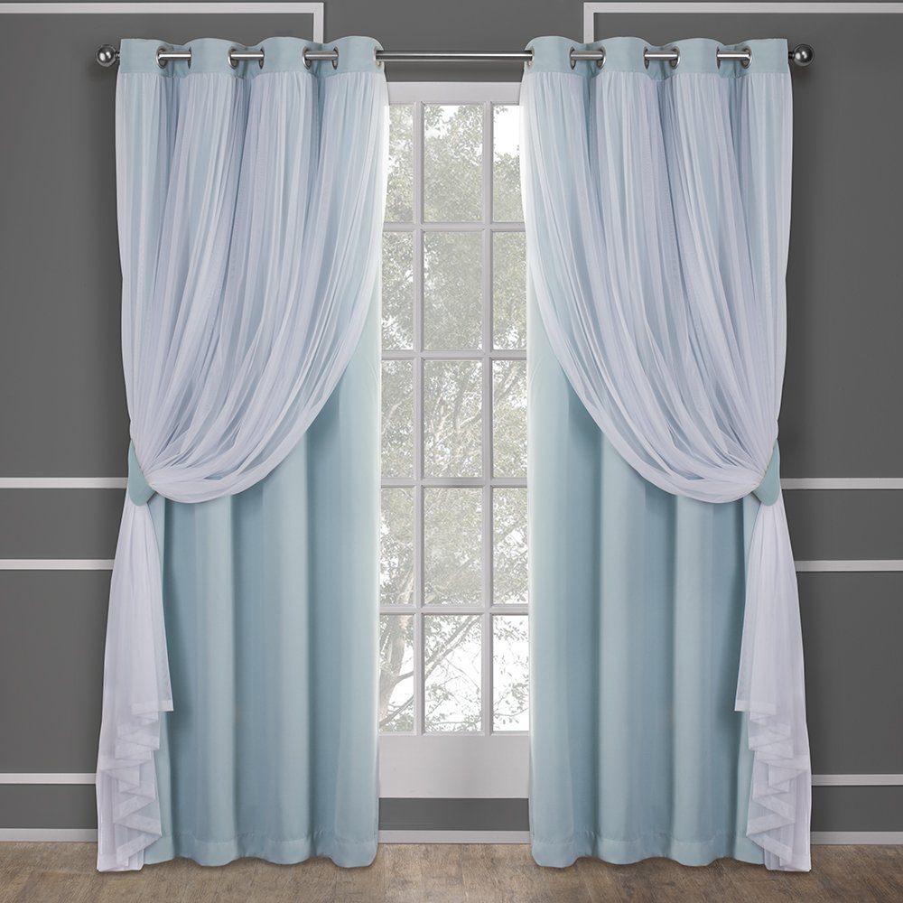 Exclusive Home Catarina Layered Solid Room Darkening Blackout and Sheer Grommet Curtain Panel