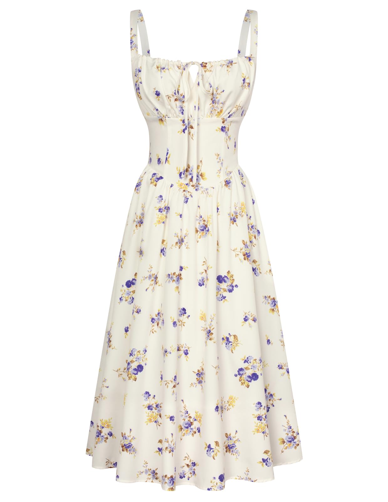 Floral Printed Corset Dress Ruched Bust Cami Flowy Sundress