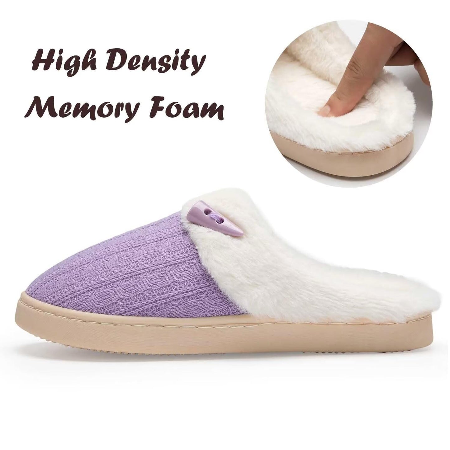 Women's Slip on Fuzzy House Slippers Memory Foam Slippers