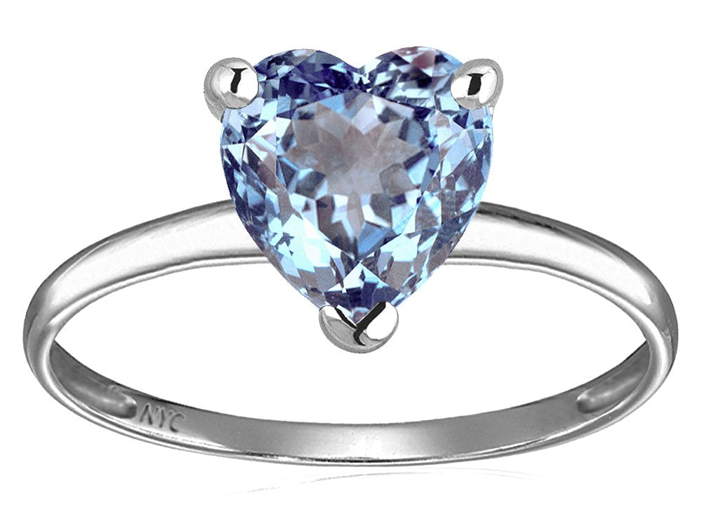 Solid 14k White Gold Heart Shape Ring