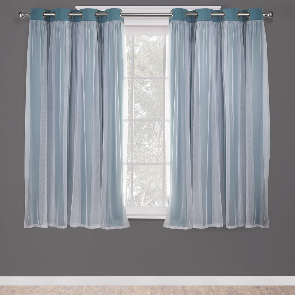 Exclusive Home Catarina Layered Solid Room Darkening Blackout and Sheer Grommet Curtain Panel