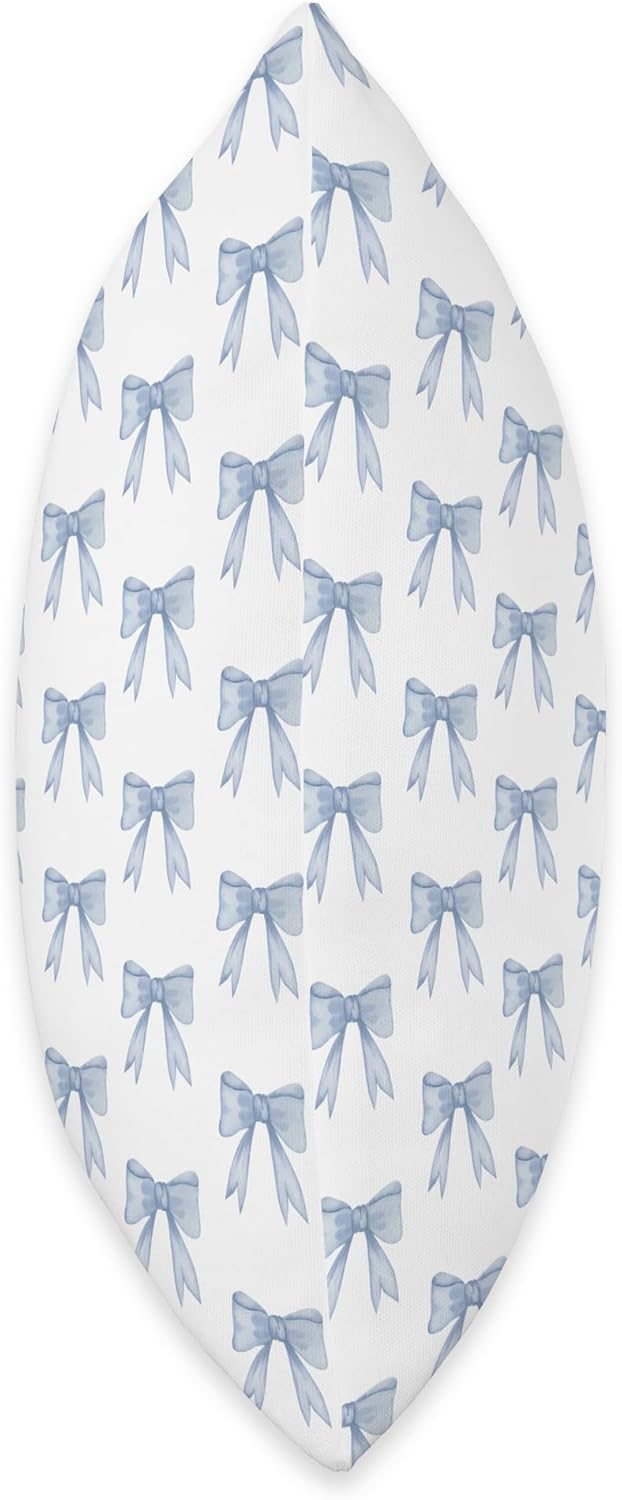 Coquette Aesthetic Blue Bow Preppy Cute Pattern Girl Throw Pillow