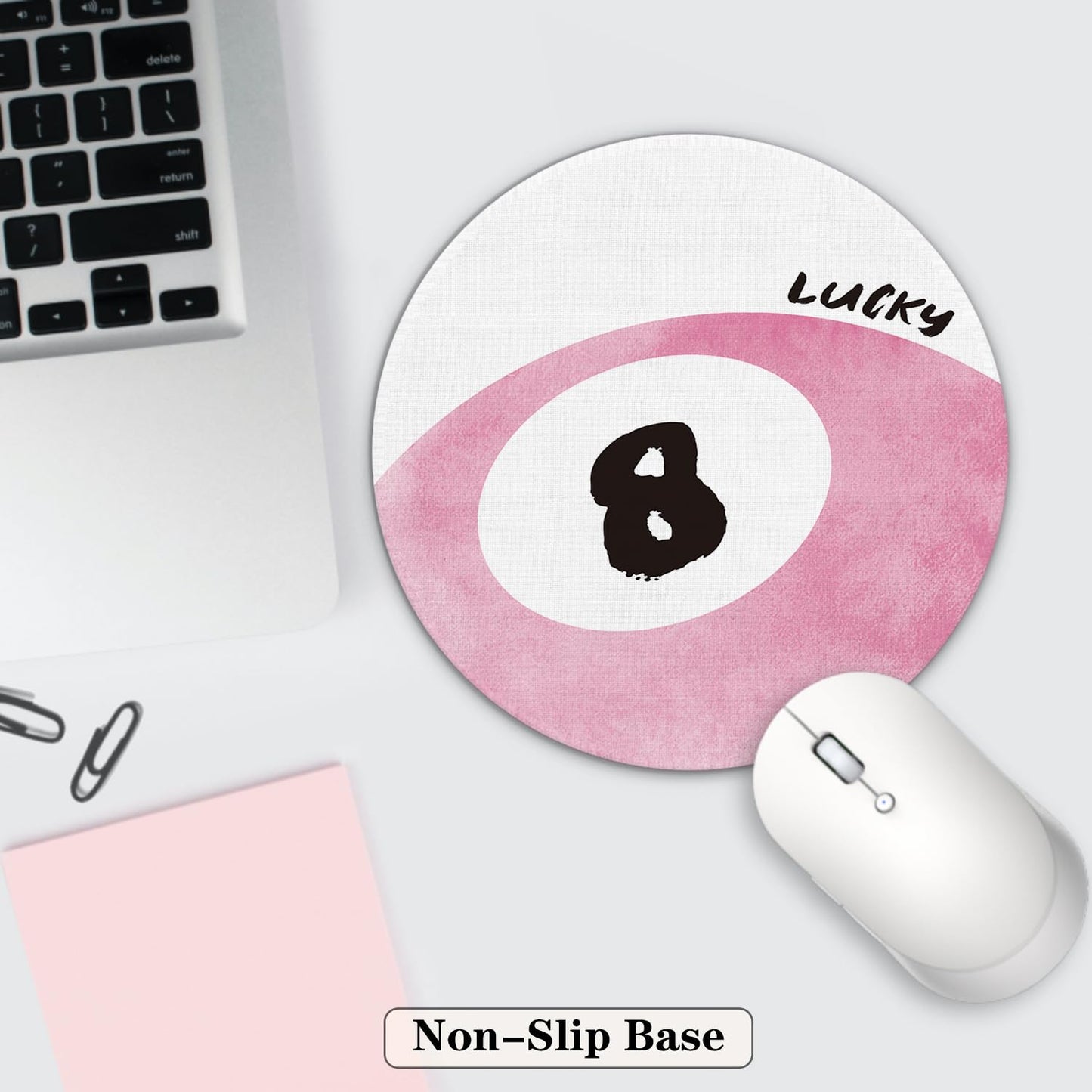 Preppy Mouse Pad, Funky Trendy Y2K Coquette Magic 8 Ball Small Round Mouse Pads for Desk, 7.9x7.9 Inches