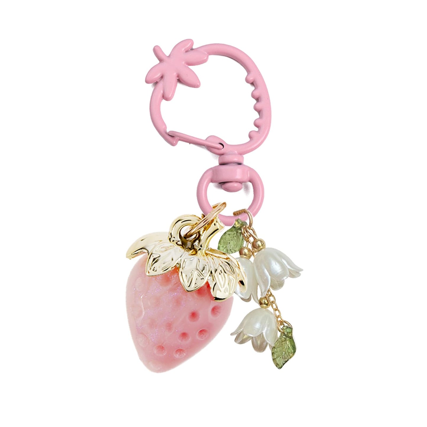 Cute Strawberry Keychain, Kawaii Heart Flower Daisy Keychain