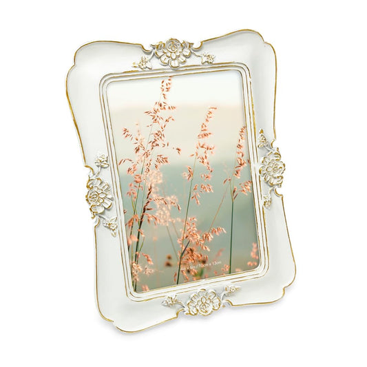 Vintage-Inspired Simple Ornate Picture Horizontal & Vertical for Tabletop and Wall Display - Home Décor, Floral, Resin Frame