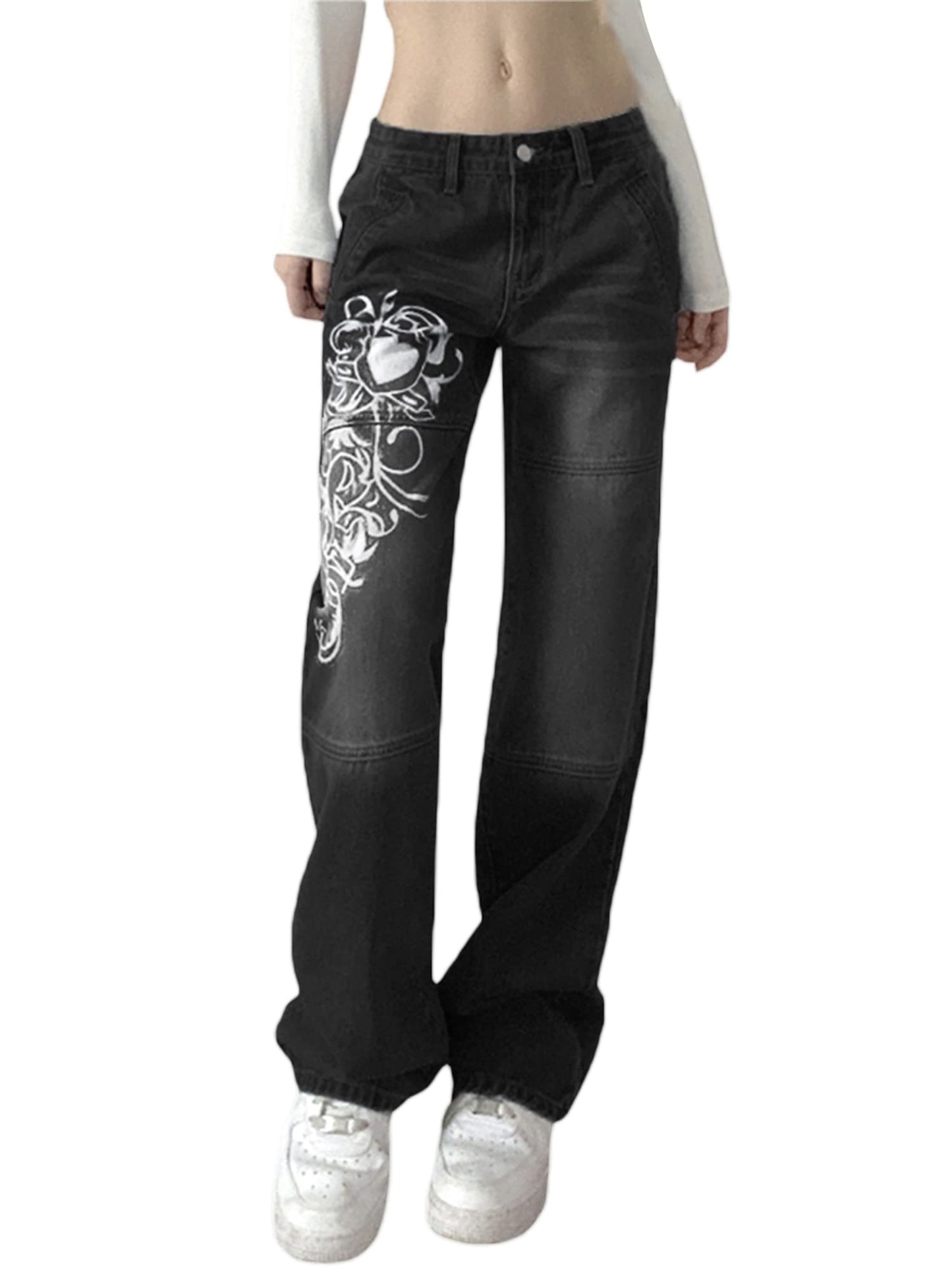 Women's Y2K High-Waisted Boyfriend Jeans – Streetwear Denim Pants