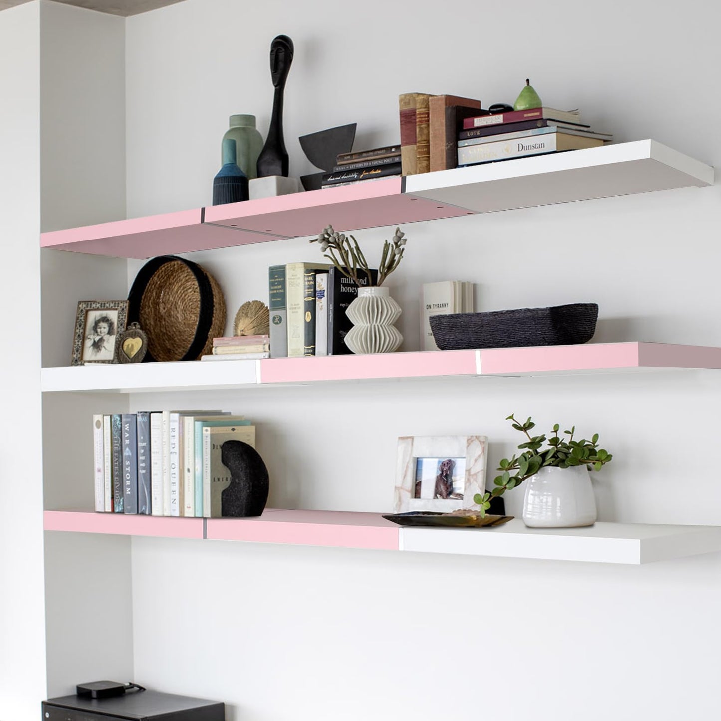 Color-Blocked Floating Shelves – Set of 2 Wall-Mounted Shelves for Bedroom & Living Room Storage 36"