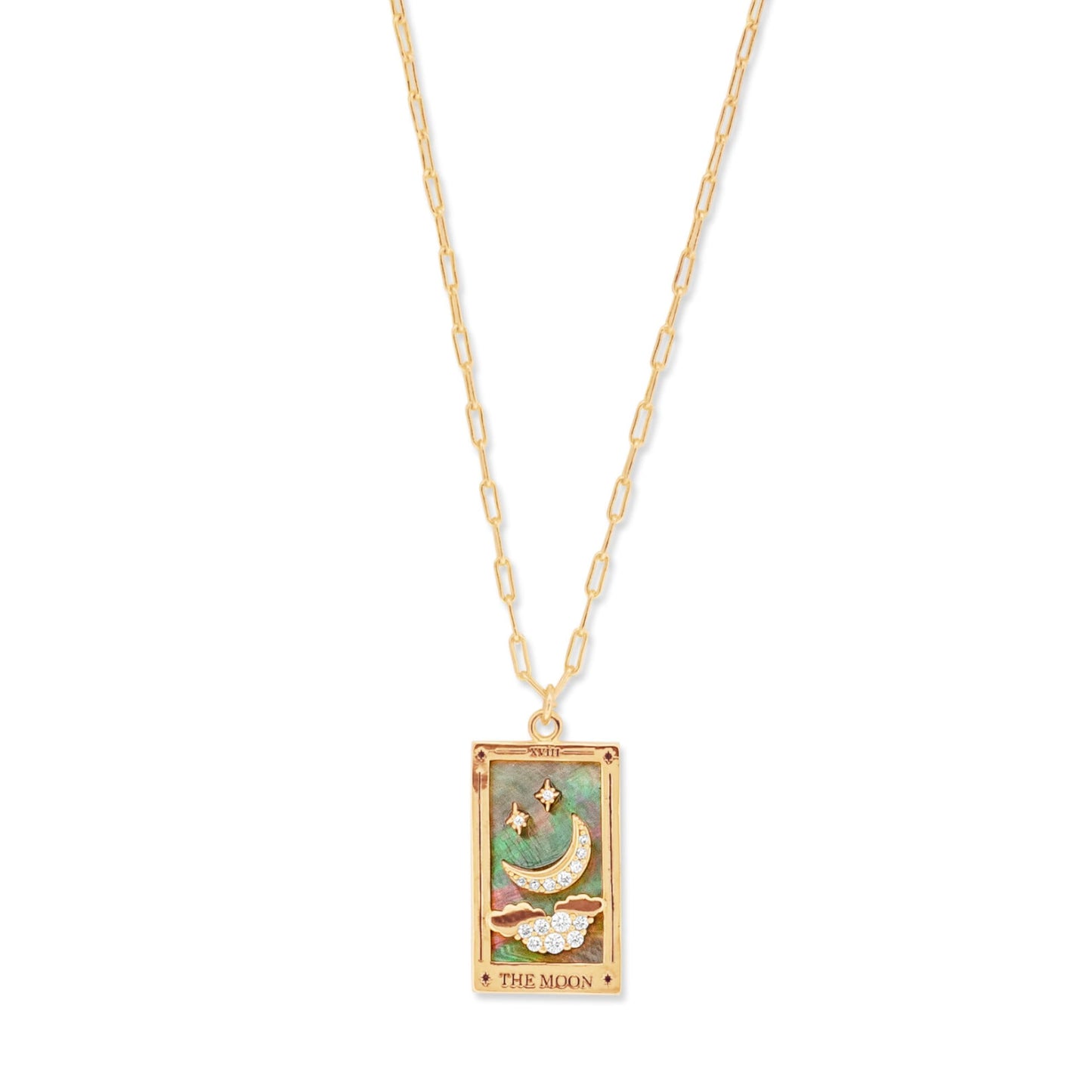 Tarot Card Pendant Necklace - Gold Chain Necklace for Women - 14k Gold Plating