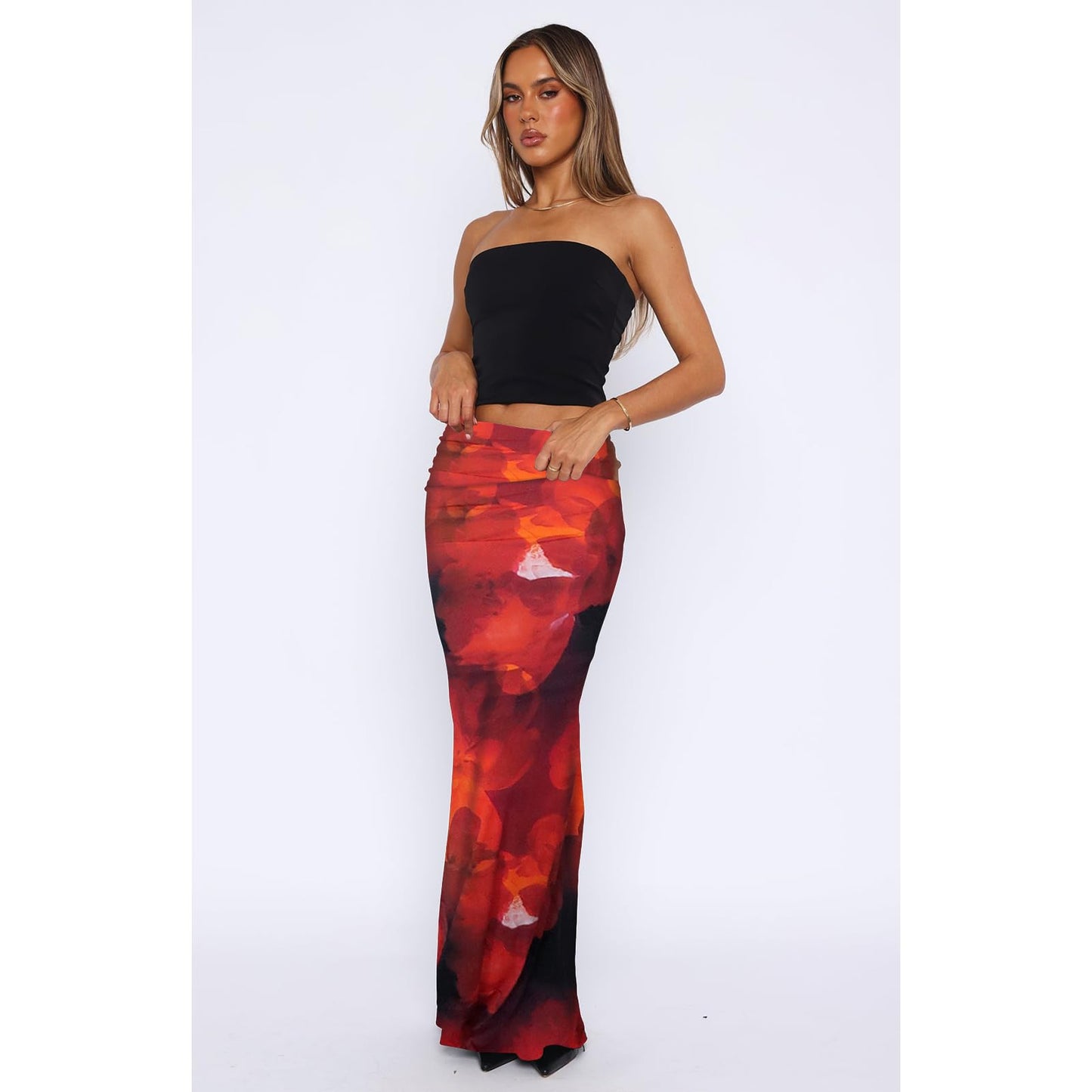 Foldover Bodycon Maxi Skirts High Waist Floral Leopard Cheetah Print Sexy Long Y2k Skirt