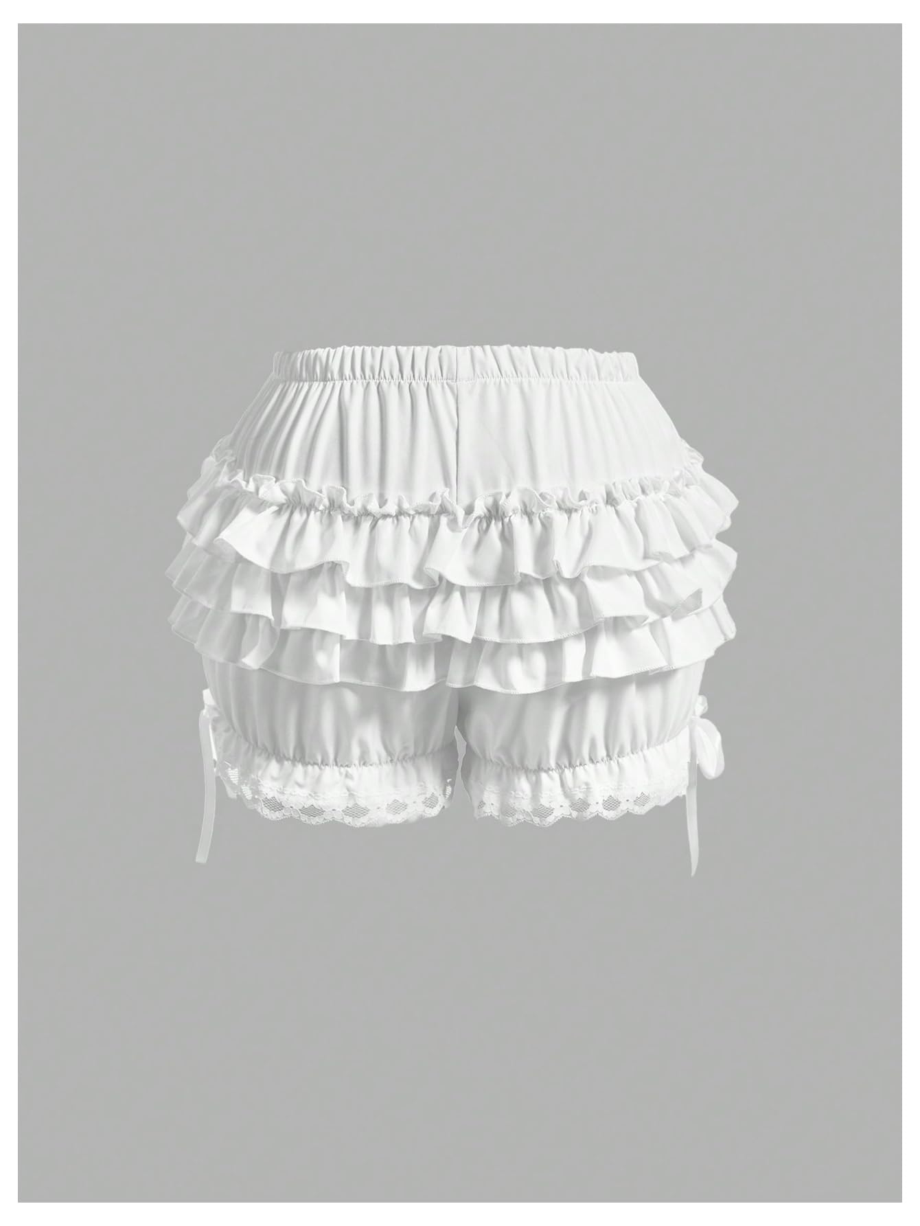 Women's Bow Front Tiered Ruffled Shorts Lace Drawstring Waist Shorts