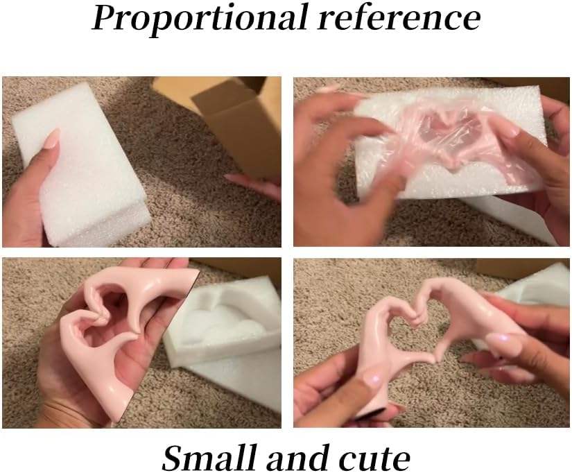 Pink Heart Hand Sculpture – Cute Finger Heart Statue for Girl’s Bedroom Decor & Gift