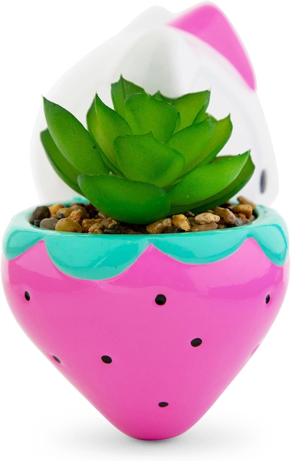 Hello Kitty Strawberry 5-Inch Ceramic Planter with Artificial Succulent | Cute Flower Pot, Faux Indoor Plants