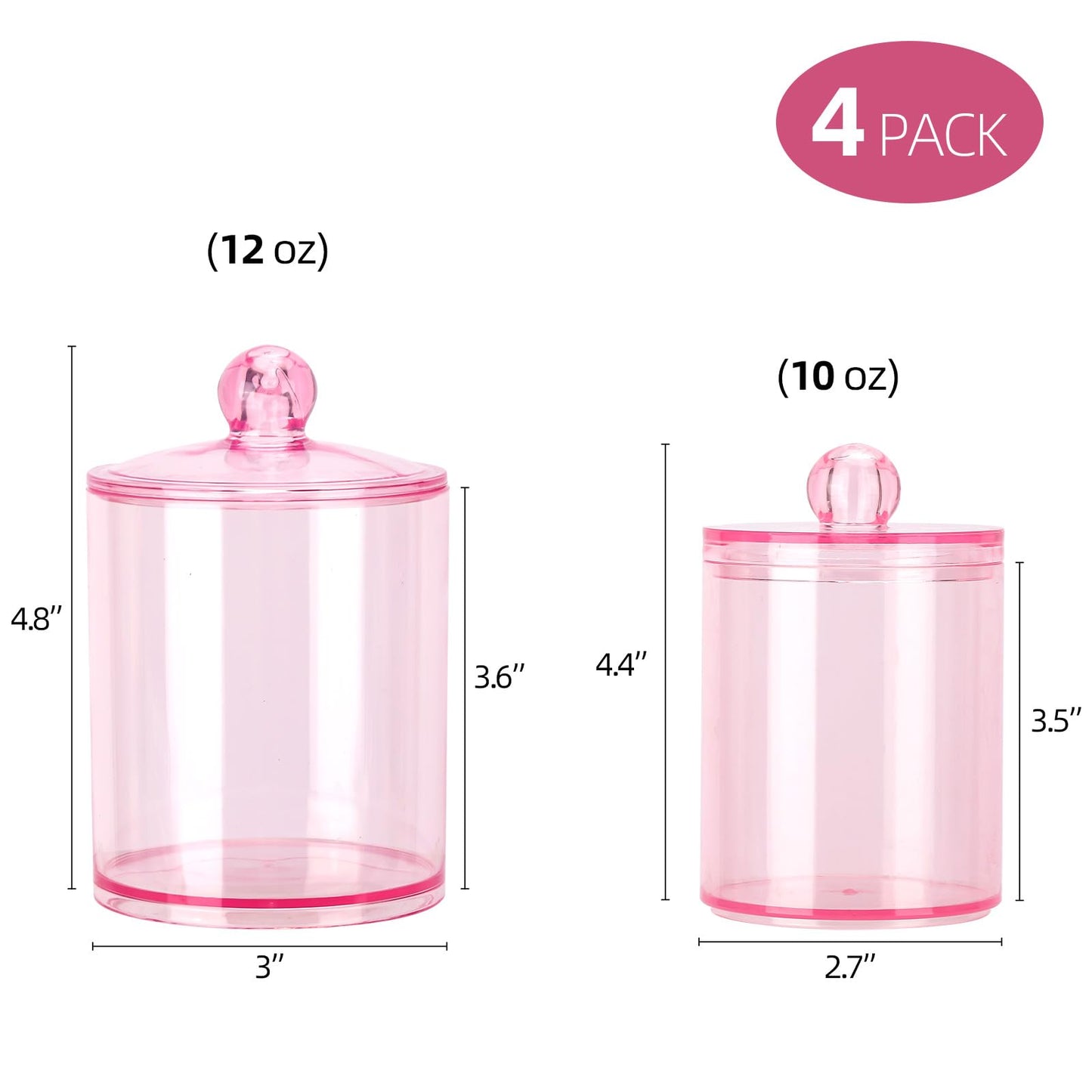 Pink Apothecary Jar – Q-Tips Holder & Cotton Swab Dispenser for Bathroom Storage