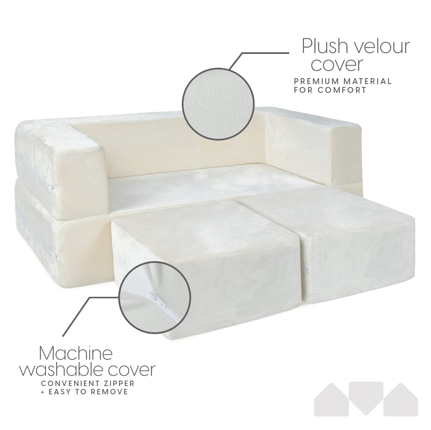 Modular Kids Sofa for Toddler and Baby Playroom/Bedroom Furniture with Bonus Pillow