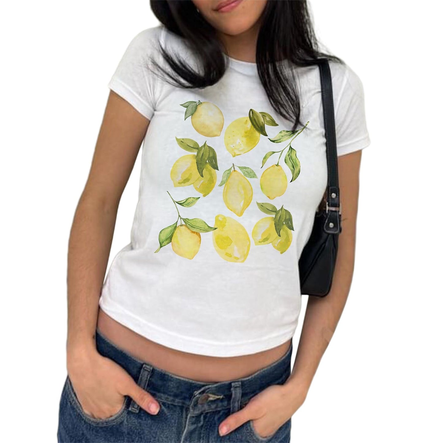 Women Vintage Graphic Baby Tees Cute Print Short Sleeve Crop Top Crew Neck