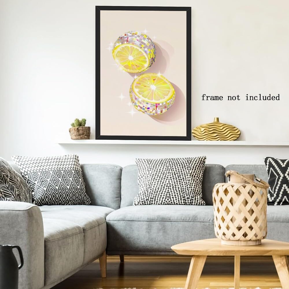 Disco Ball Fruits Canvas Print – Trendy Glam Wall Art