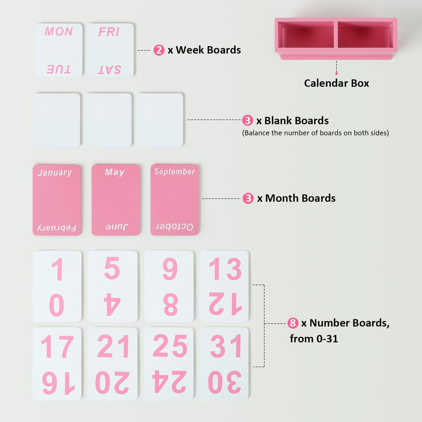 Wooden Block Perpetual Calendar for Desk, Daily Desktop Standing Flip Calendar with Large Display