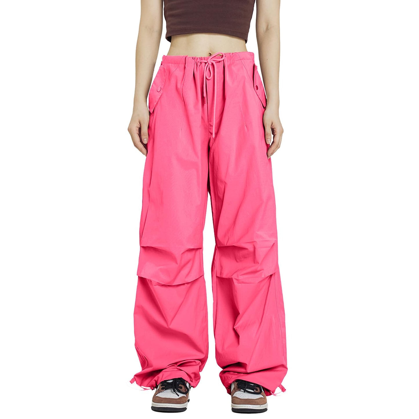 Girls Y2K Parachute Pants for Cargo Trousers with Pockets Harajuku Jogger Pants