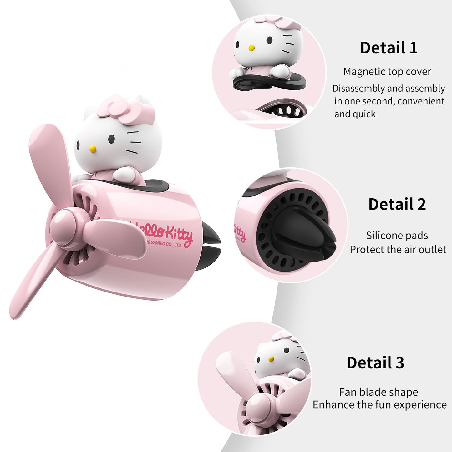 Cute Pink Cat Pilot Vent Clip Car Air Freshener