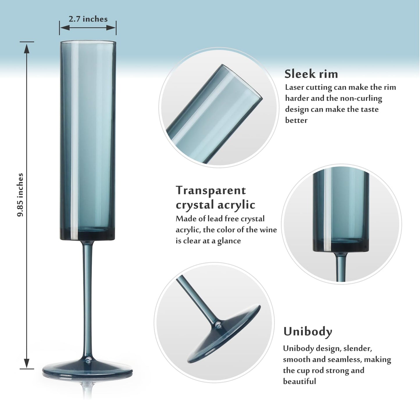 Reusable Acrylic Toasting Glasses - Stemmed Coupes Square