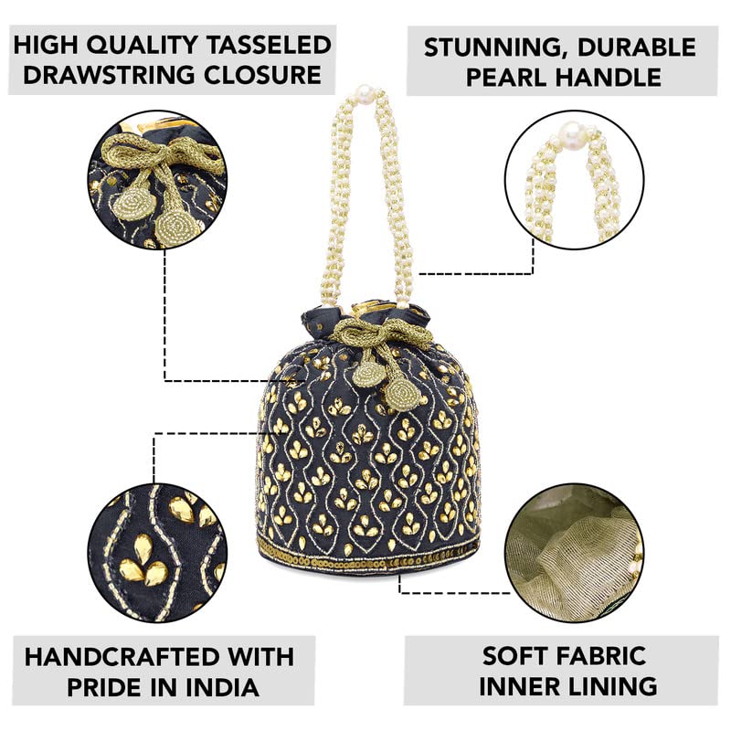 Handmade Aheli Potli Bag – Elegant Evening Wristlet & Bridal Handbag