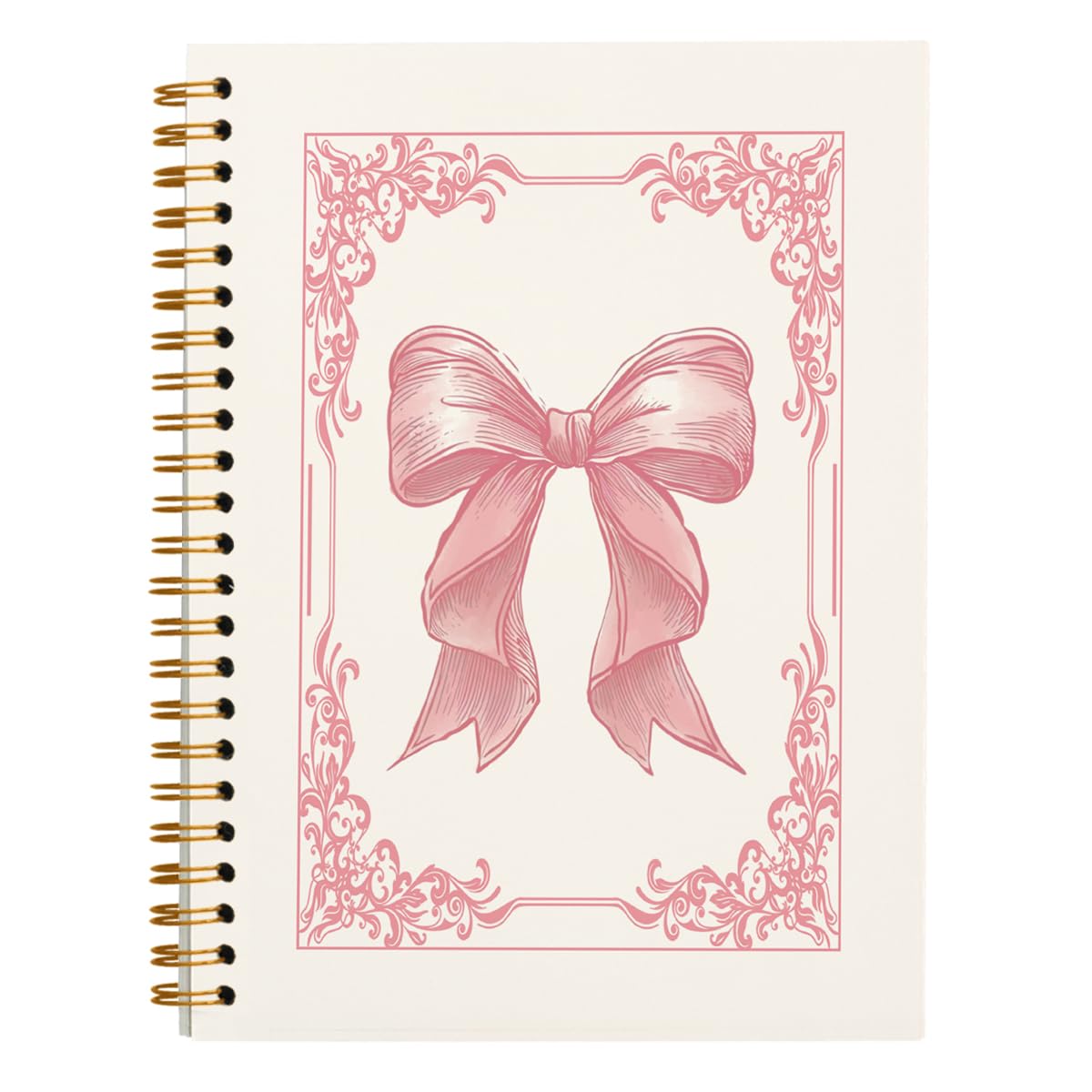 Pink Bow Coquette Notebook Journal, Hardcover Spiral Notebook 5.5x8.3