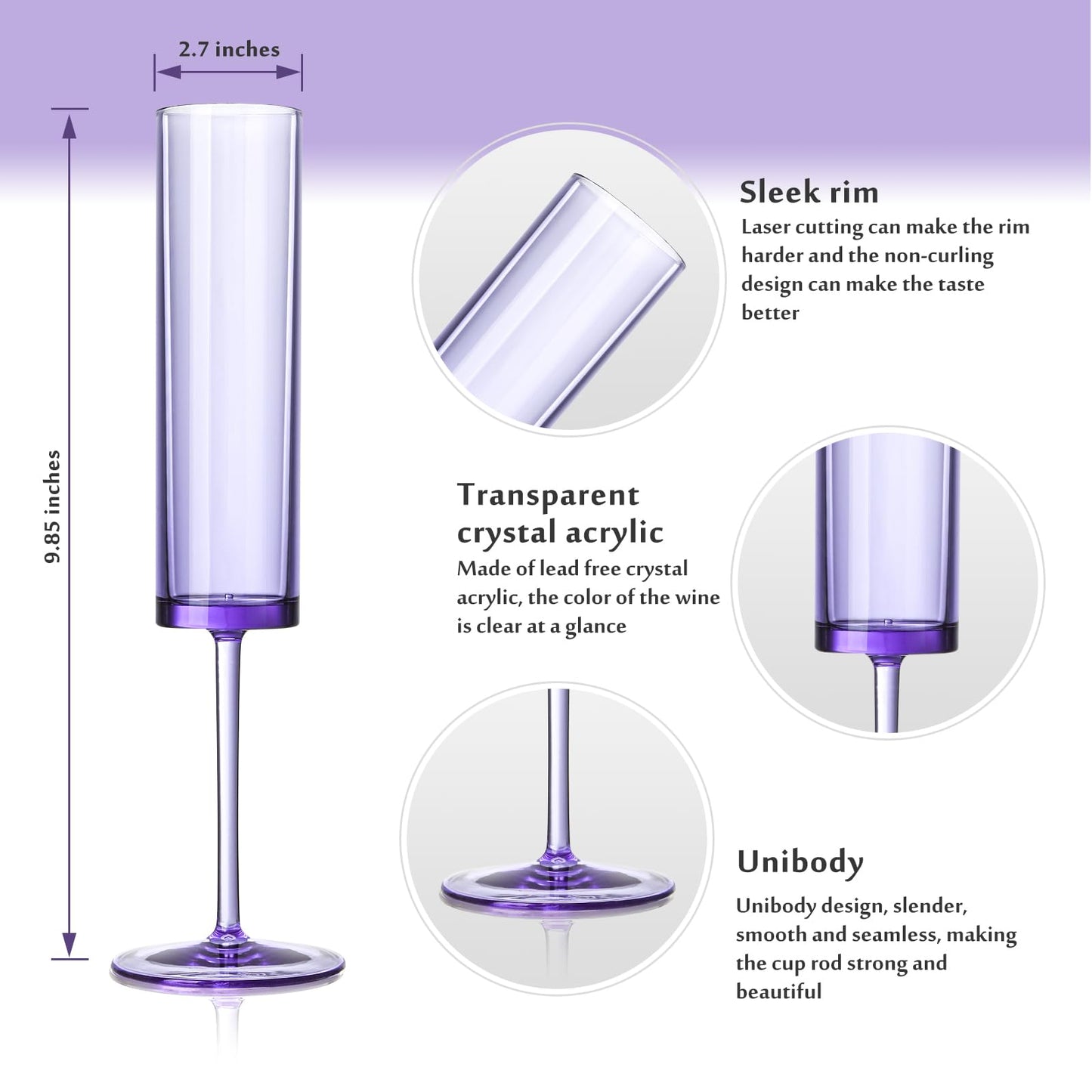 Reusable Acrylic Toasting Glasses - Stemmed Coupes Square