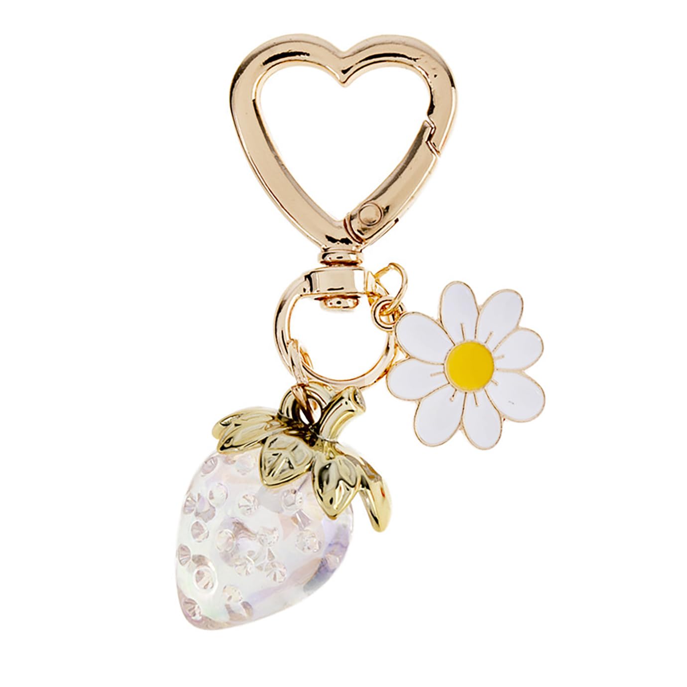 Cute Strawberry Keychain, Kawaii Heart Flower Daisy Keychain