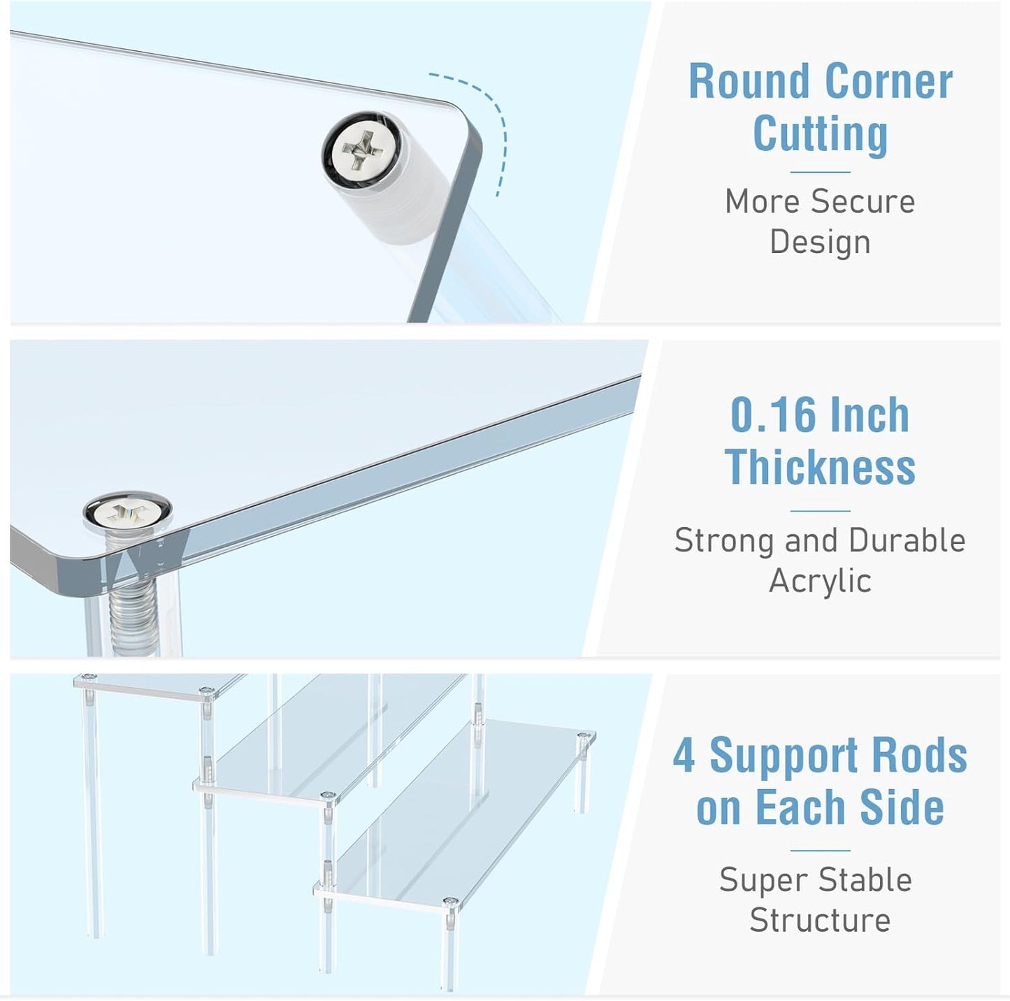 Three Tier Acrylic Display Risers, Clear Organizer Stand