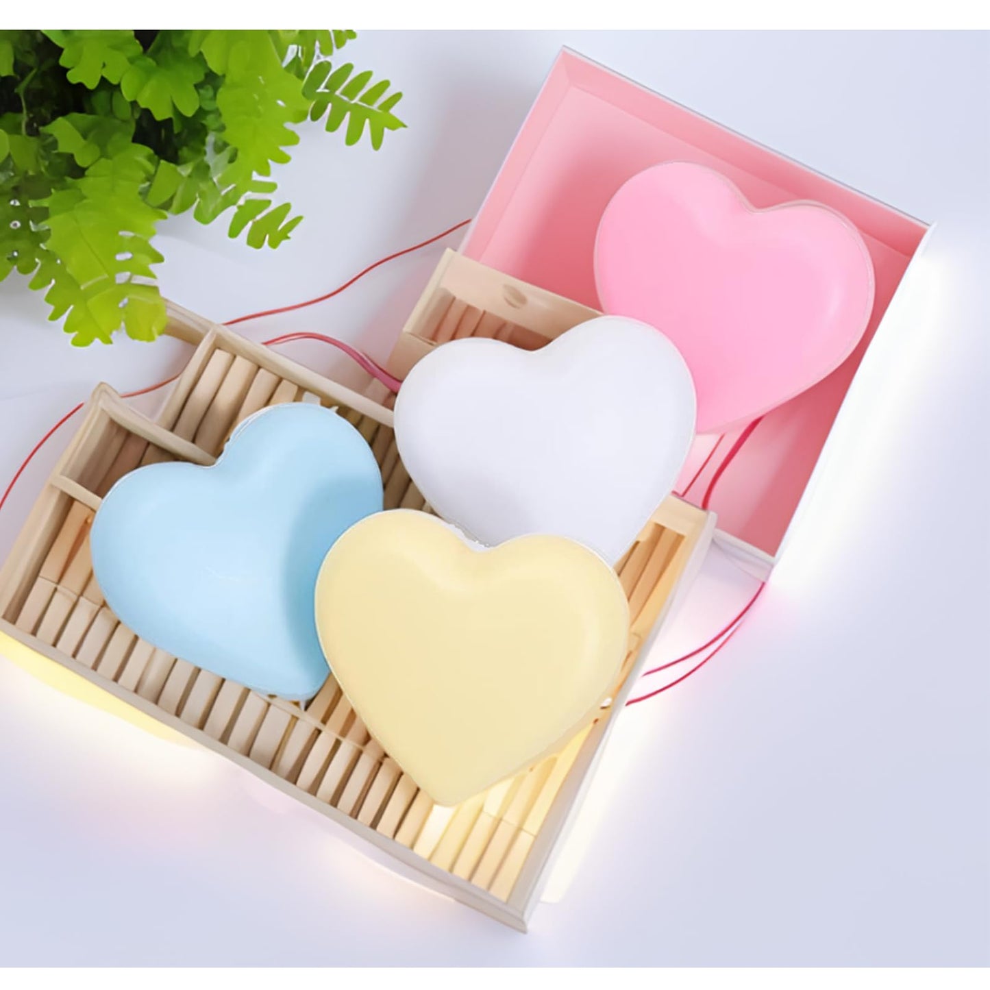 Cute Night Lights Heart Shape Nightlight with Light Sensors, Auto Soft Warm White