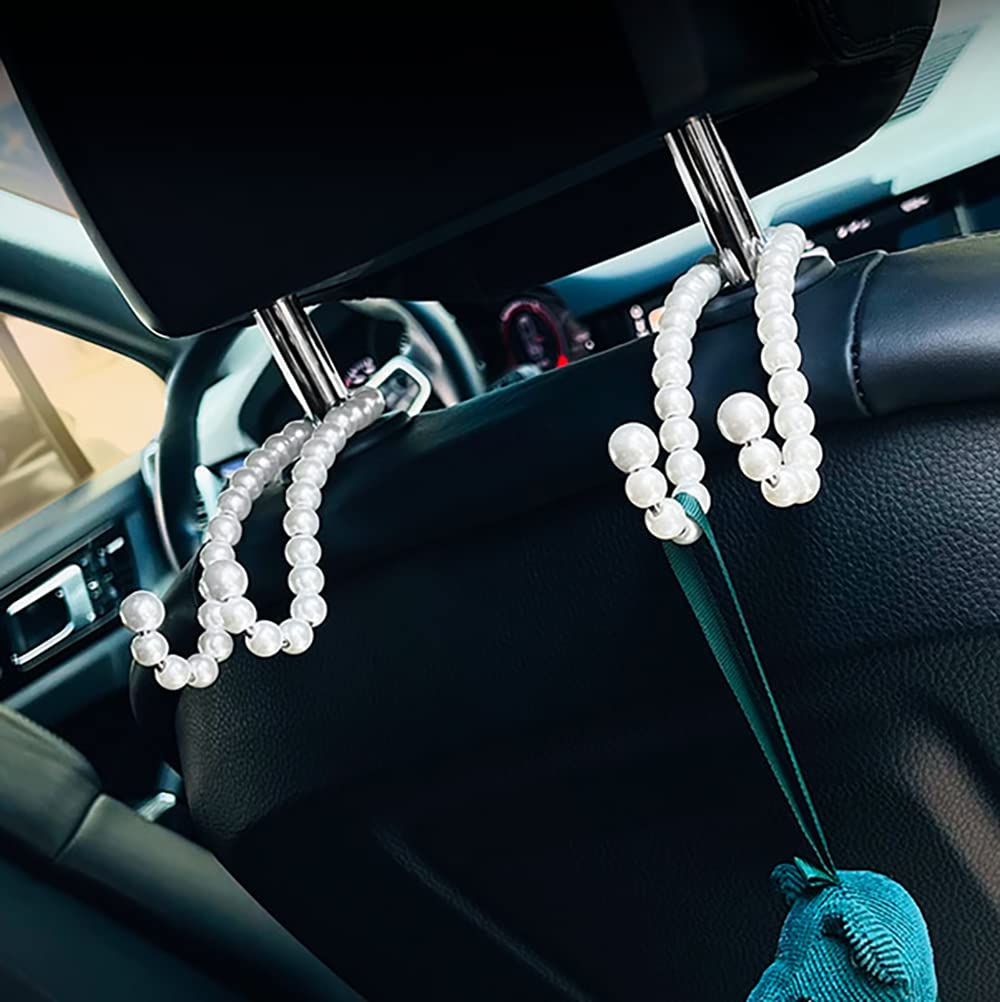 Elegant Pearl Car Seat Headrest Hook Hanger Universal for Purses