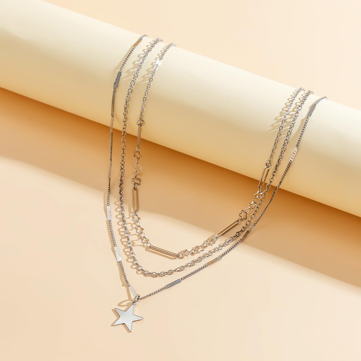 Silver Star Necklace Set