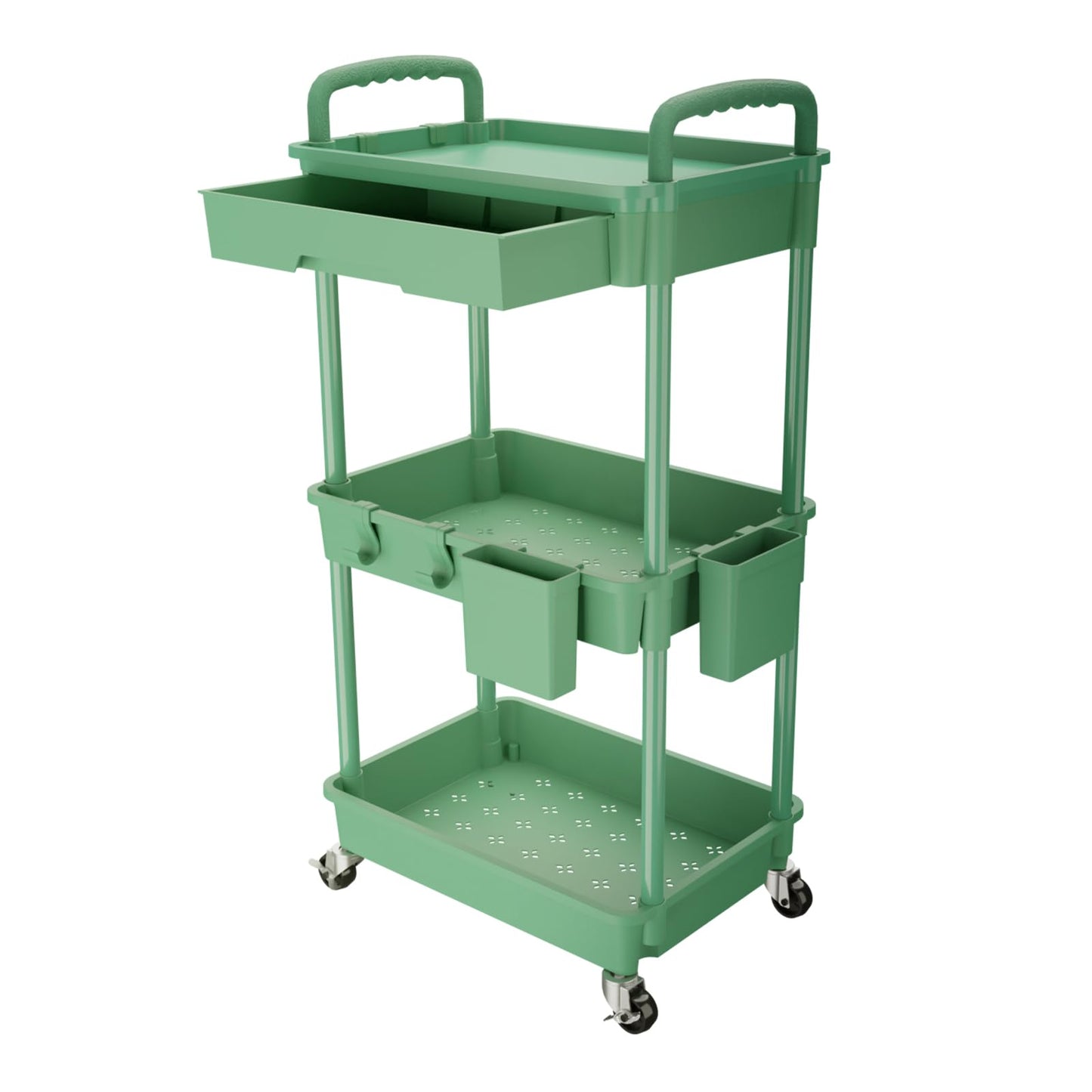 Rolling Utility Cart with Drawer,Storage Cart with Iron Wheels