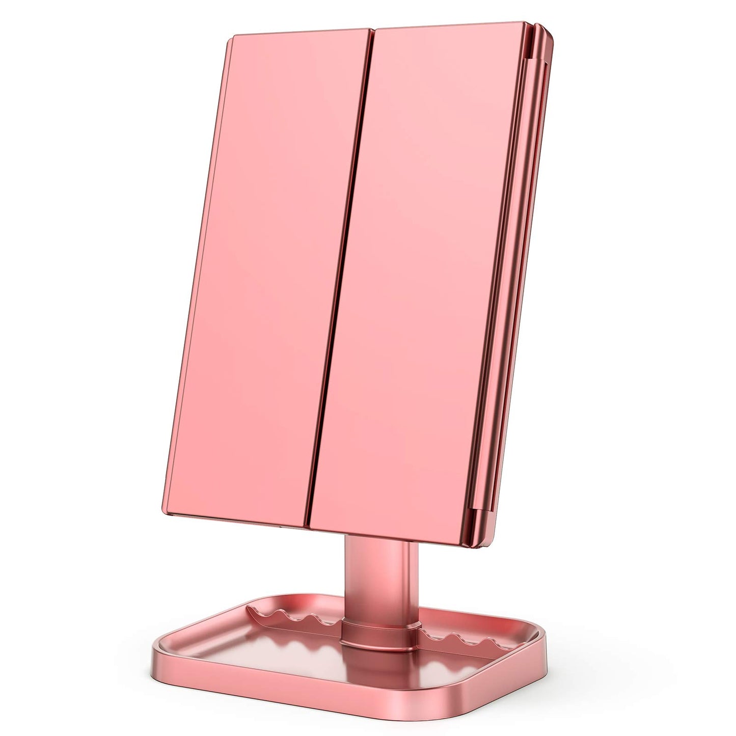 Makeup Mirror Vanity with Lights, 2X 3X 10X Magnification, Lighted Mirror, Touch Control, Trifold Dual Power Supply, Portable LED