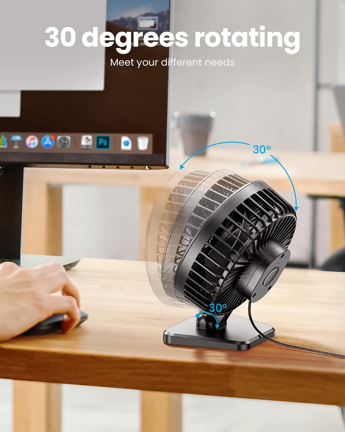 SmallPersonal Portable Quiet 3 Speeds, USB Desk Fan - Adjustment Mini Table Desktop