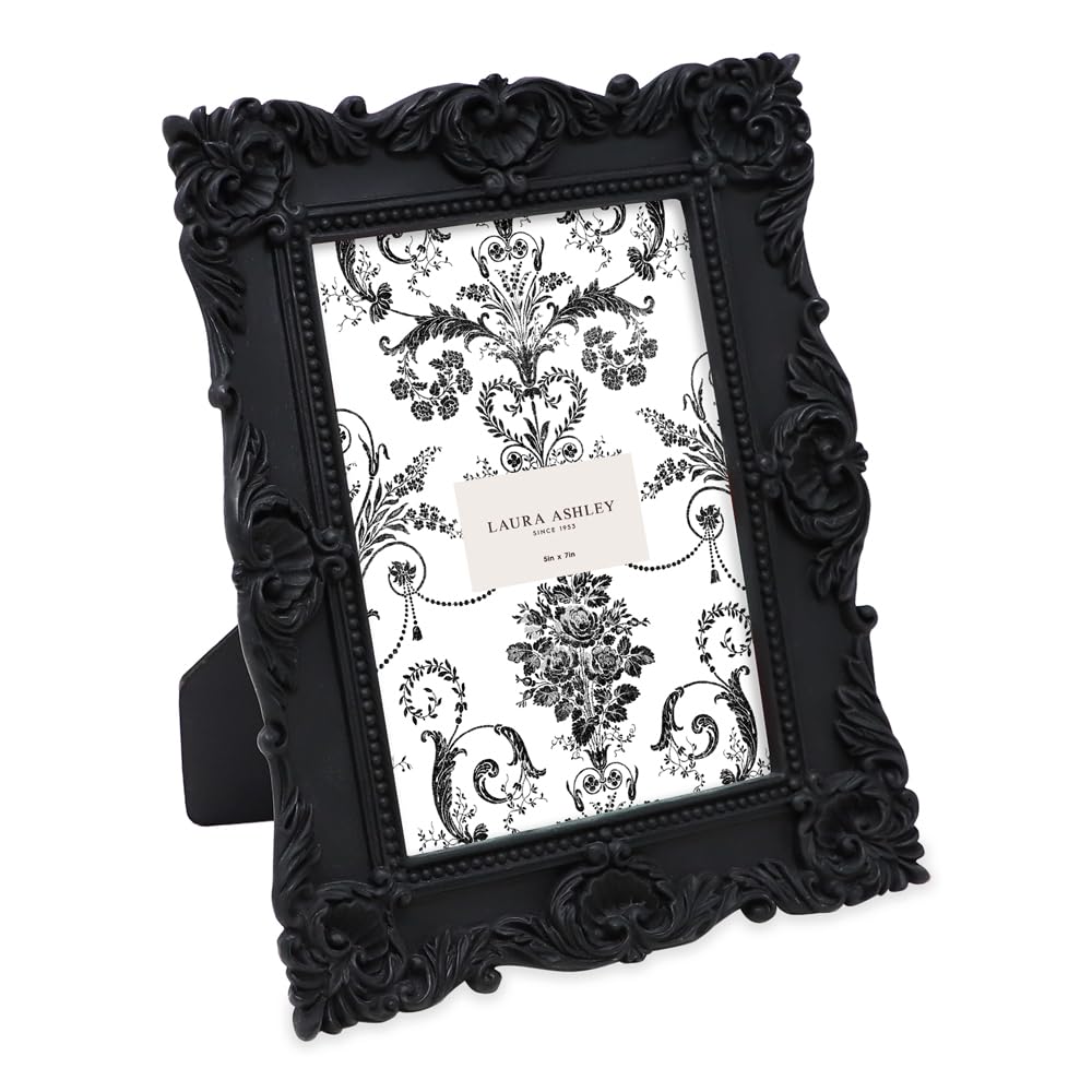 Laura Ashley 2x3 Ornate Resin Picture Frame – Handcrafted Floral Design with Easel for Tabletop and Wall Display