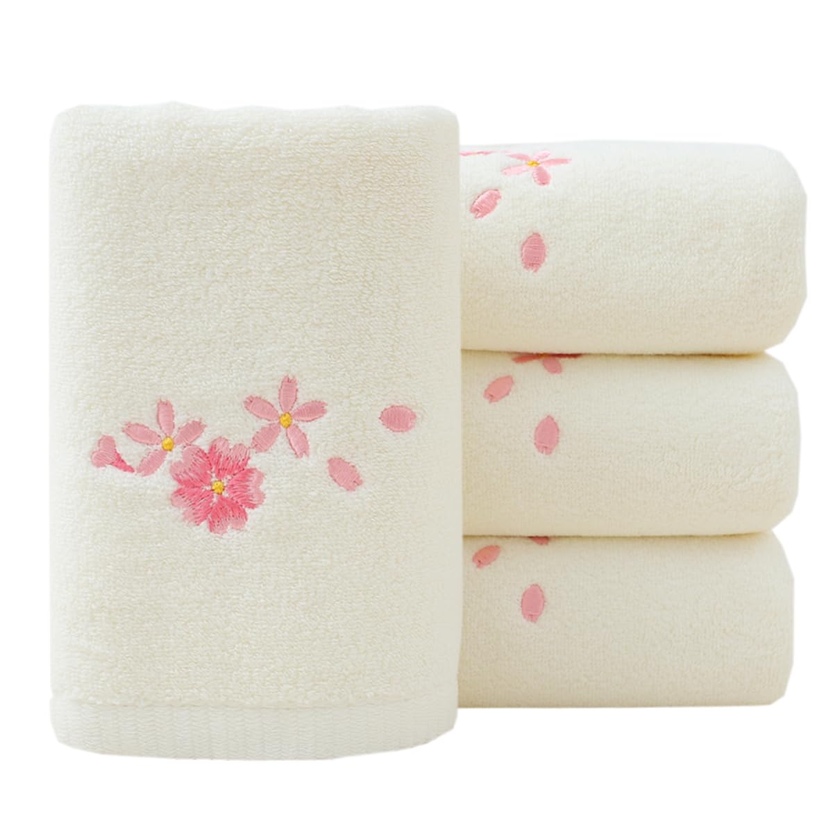 Embroidered Floral Pattern 100% Cotton Absorbent Soft Decorative Towel for Bathroom