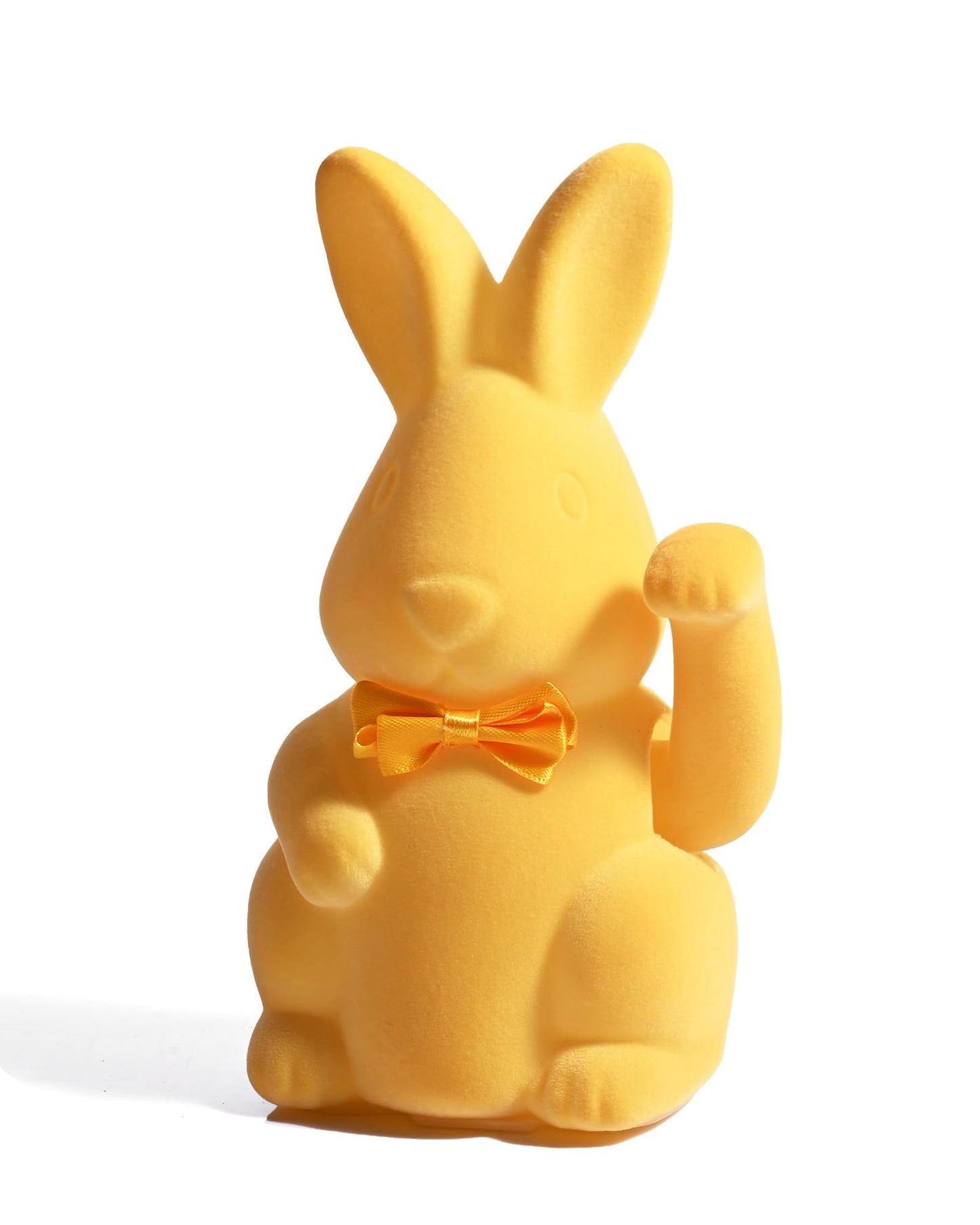 Vibrant Flocked Bunny Figurine, Cute Easter Rabbit Statue