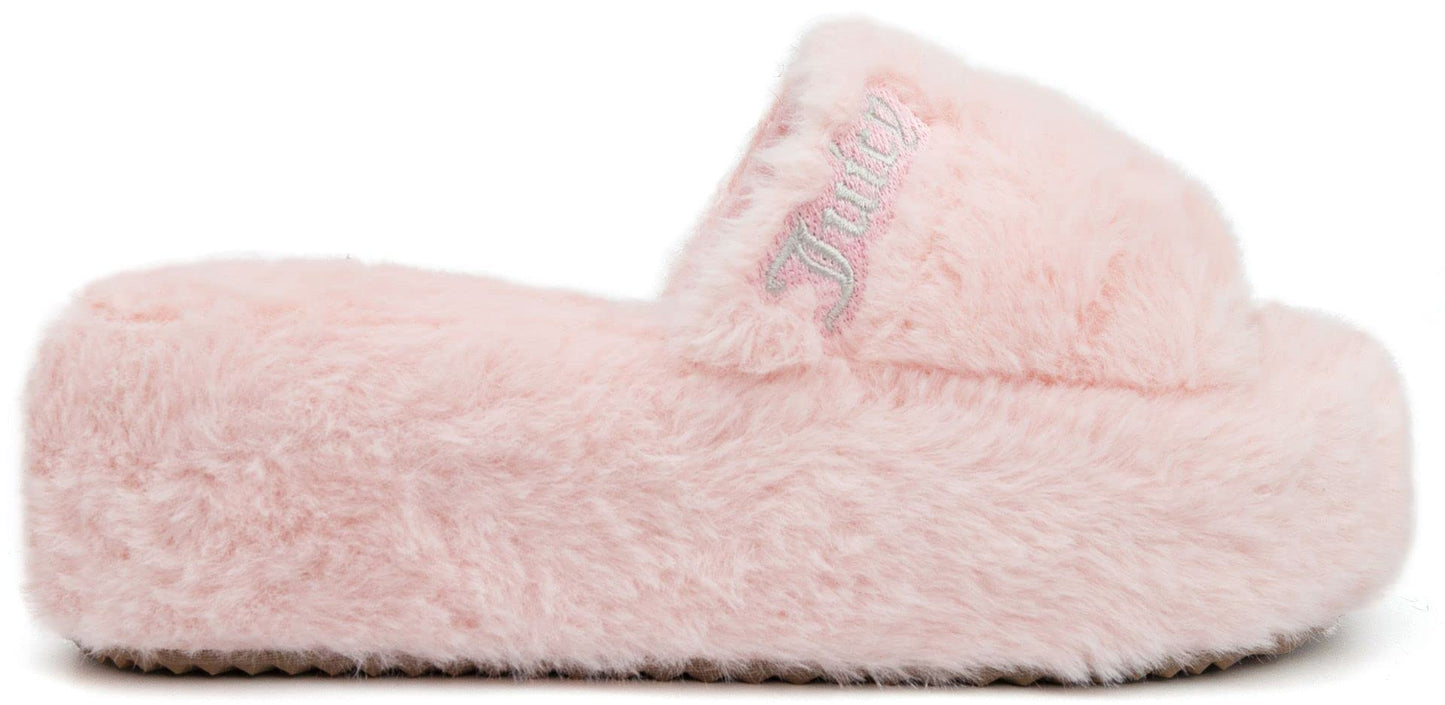 Juicy Couture Women's Faux Fur Slide Sandals – Comfortable Furry Slip-On Slippers