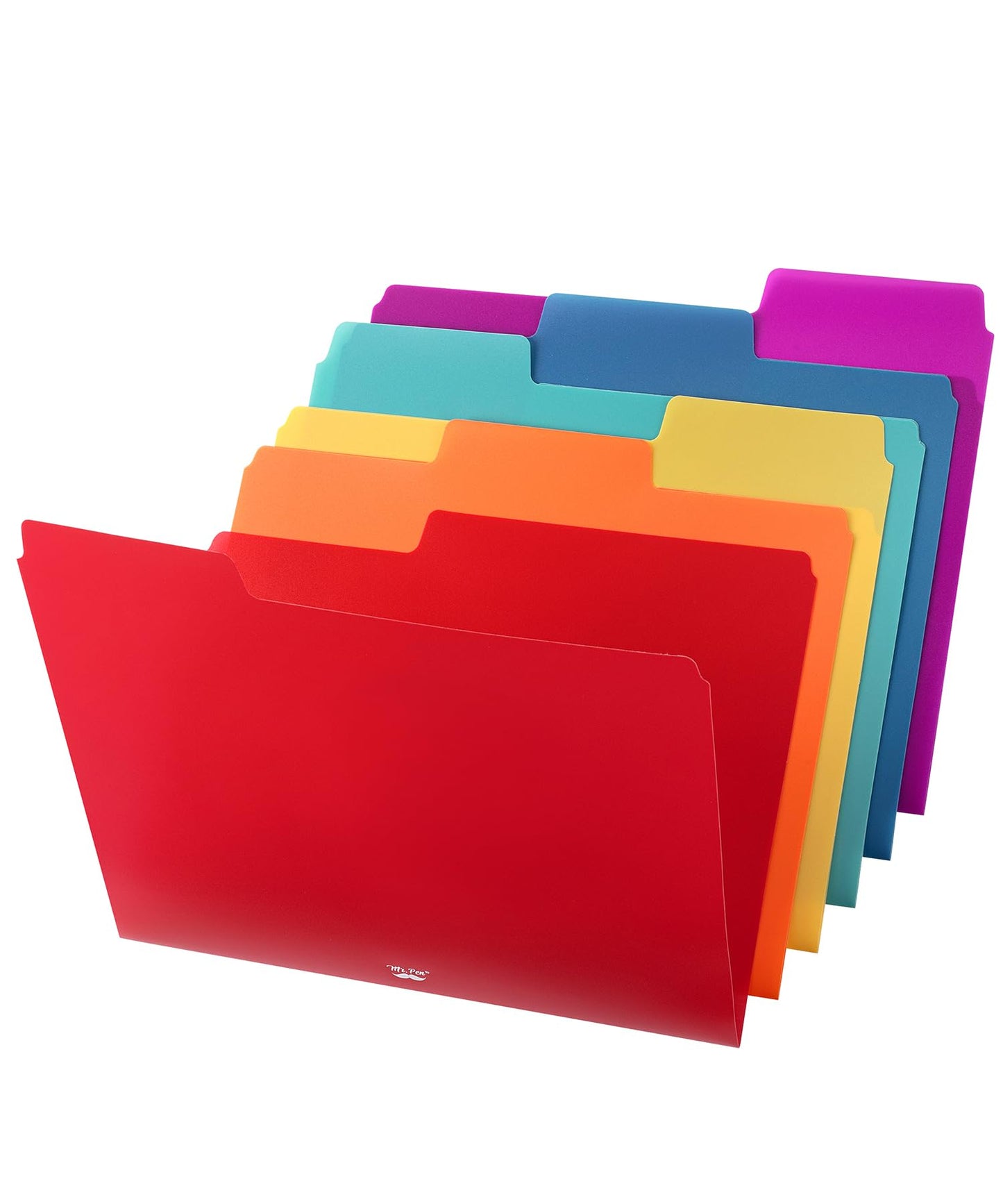 Pastel Colored Poly File Folders, 1/3 Cut Tab, 6 Pack, Letter Size, File Folders