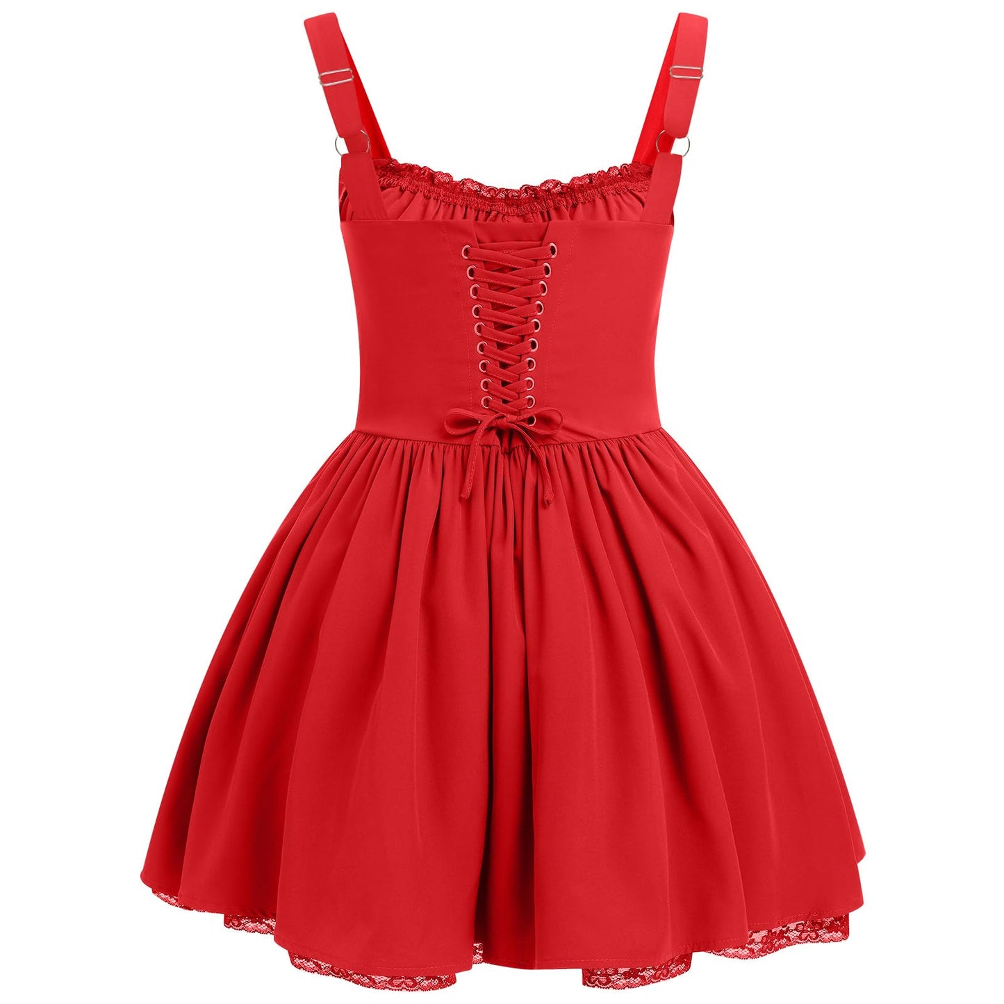 Women's Spaghetti Strap Corset Mini Dress – Backless, Lace-Up, Low-Cut Ruffle Sundress