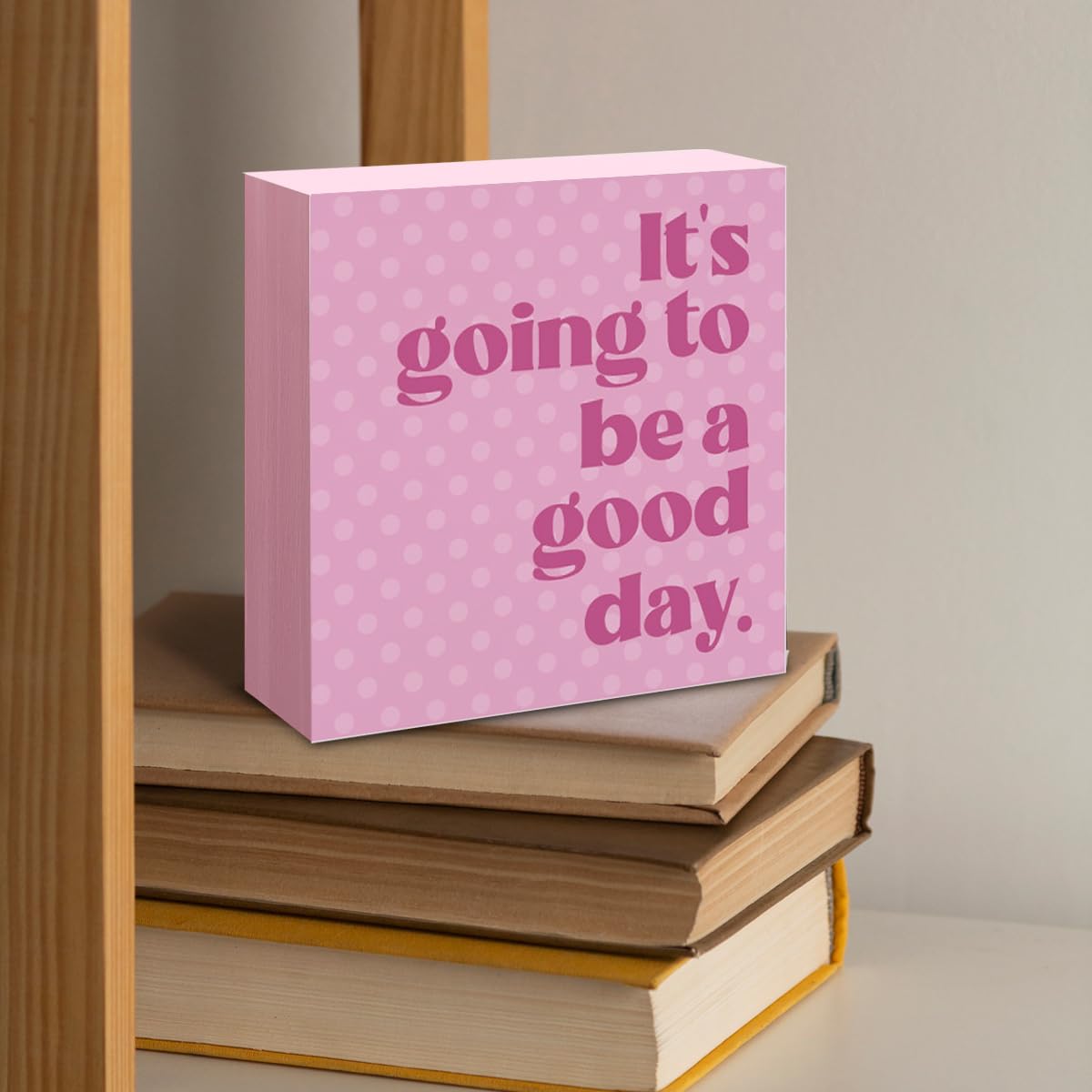 Pink Trend Wooden Block Sign Decor