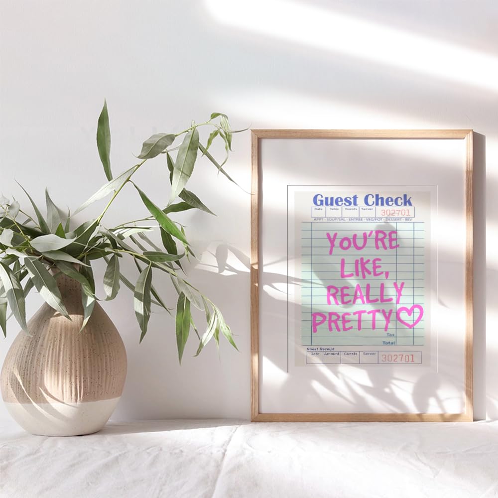 Funky Wall Art for Women - positive Quotes Wall Decor - inspiring Teen Bedroom Decor - Cute 70s 80s Preppy Room Decoration - You're Like Really Pretty Pop art - Tween Girls Motivational poster