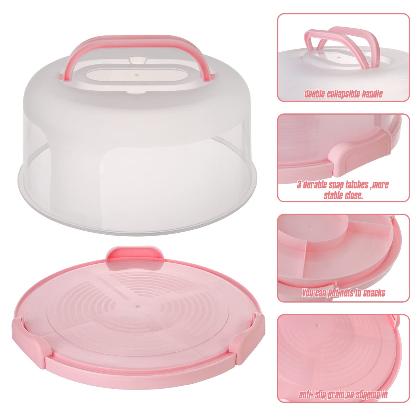 Plastic Cake Carrier with Handle 10in Cake Holder Cake Stand with Lid